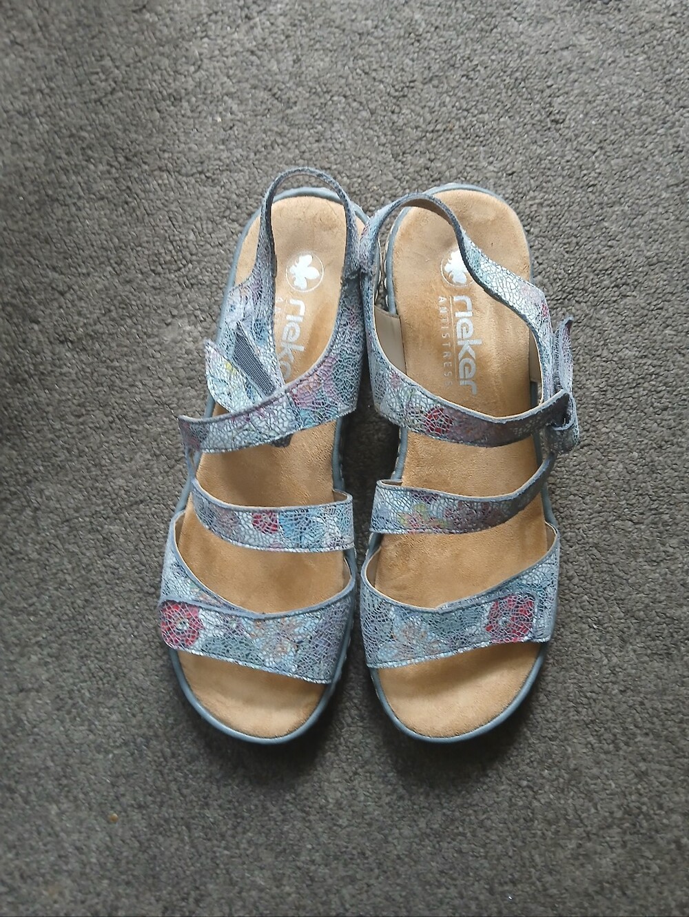 Rieker Women's Multicolor Blue Floral Strap Sandals Size 40